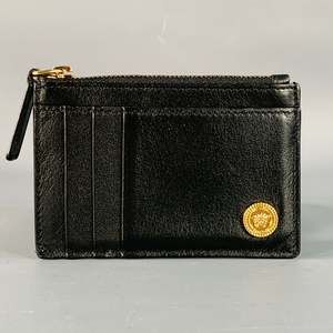 VERSACE One  Black Gold Leather Card Case Wallet